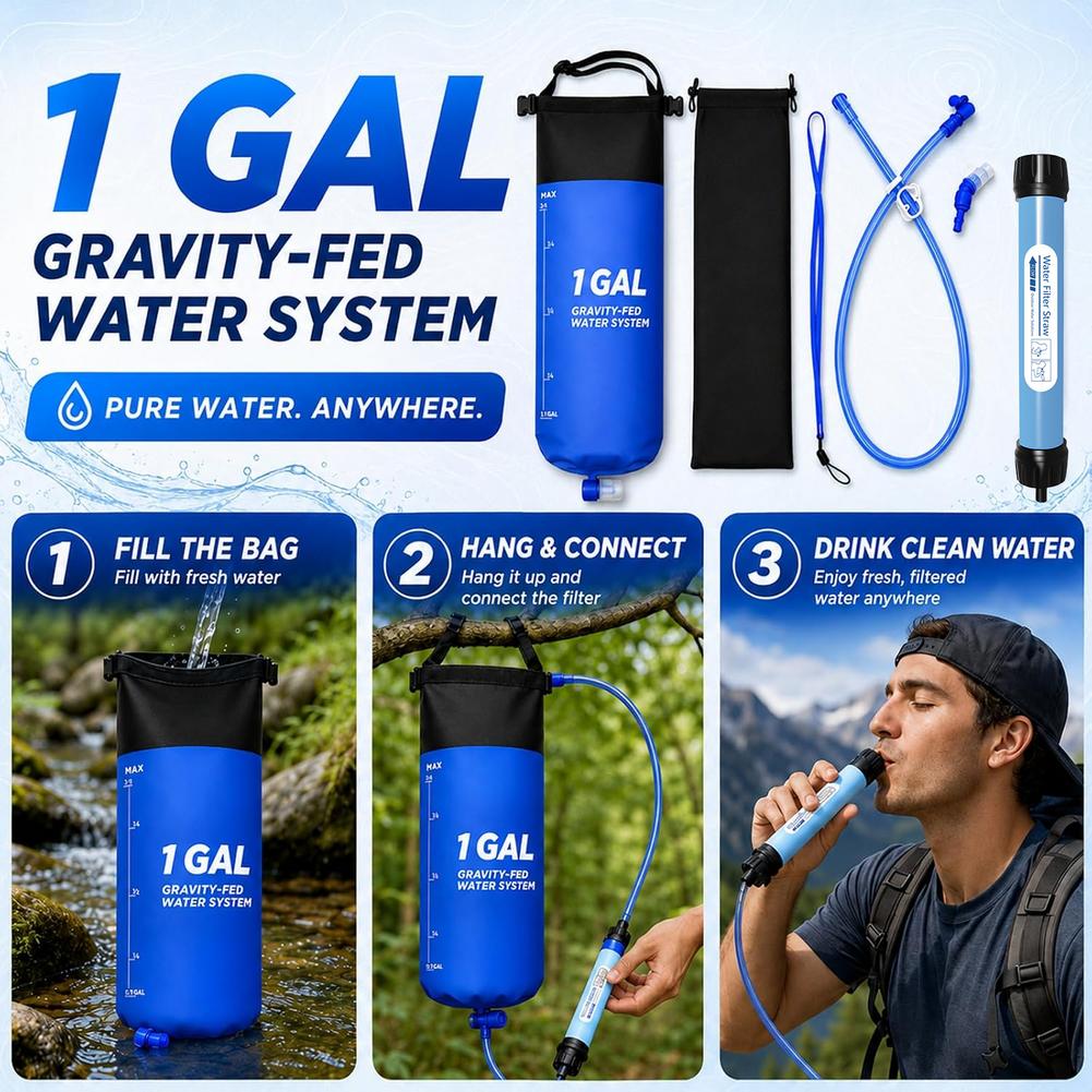 1 Gal Gravity Water Filter Bag - đánh giá và giá Bivy Bag Emergency